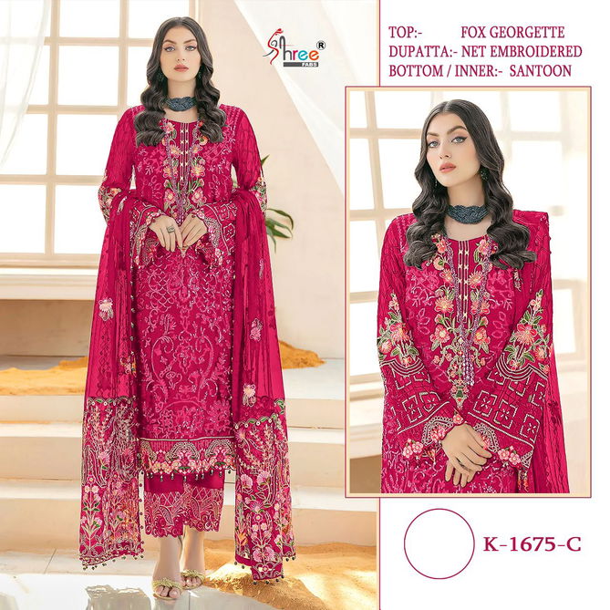 Shree Fab K 1675 Heavy Festive Wear Wholesale Georgette Pakistani Salwar Suits